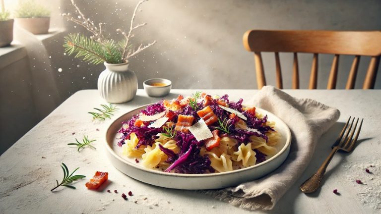 Pasta mit gebratenem Rotkohl 1