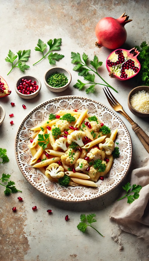 Penne mit Rösti- Blumenkohl