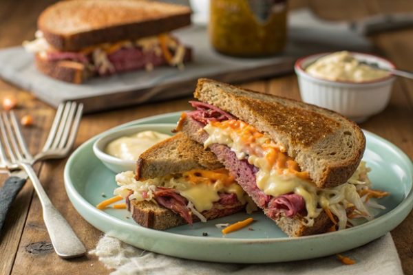 Corned Beef Sandwich mit Cheddar & Krautsalat – Herzhafter Genuss für den Montagabend
