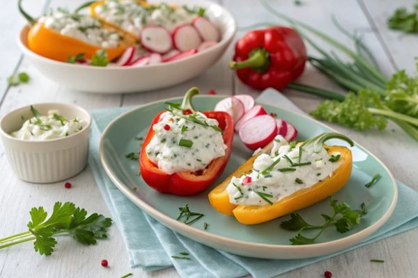 Gefüllte Paprika mit Frischkäse – leichter Genuss in 20 Minuten