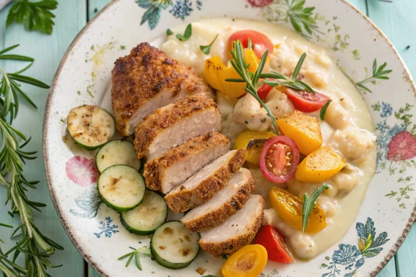 Mandel-Filets mit Sommergemüse und Rahm-Gnocchi