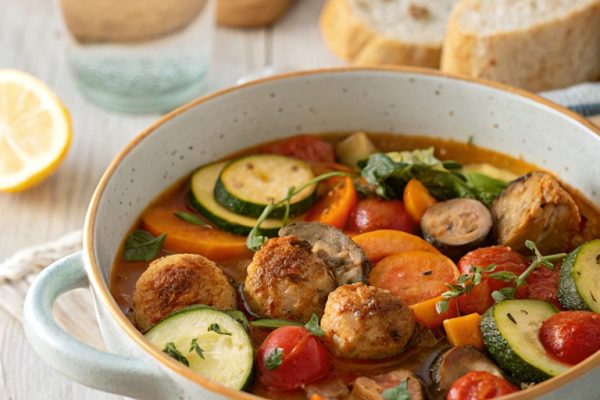 Herzhaft, bunt & einfach gut: Champignons-Gemüse-Eintopf mit Zucchini und Tomaten