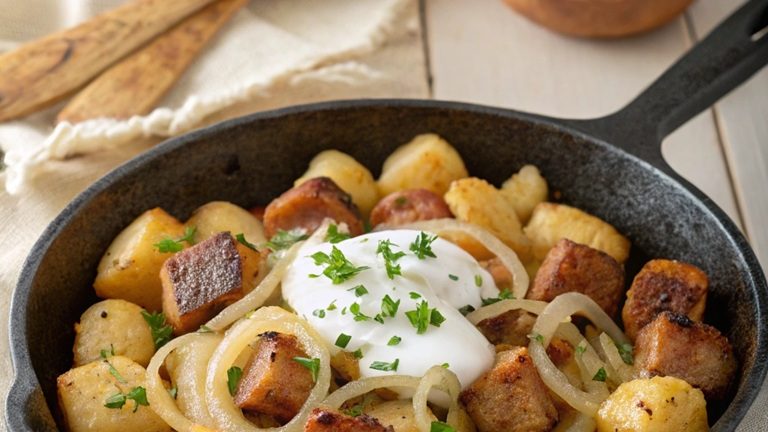 Gnocchi-Fleischwurst-Pfanne mit milder Schmandsoße