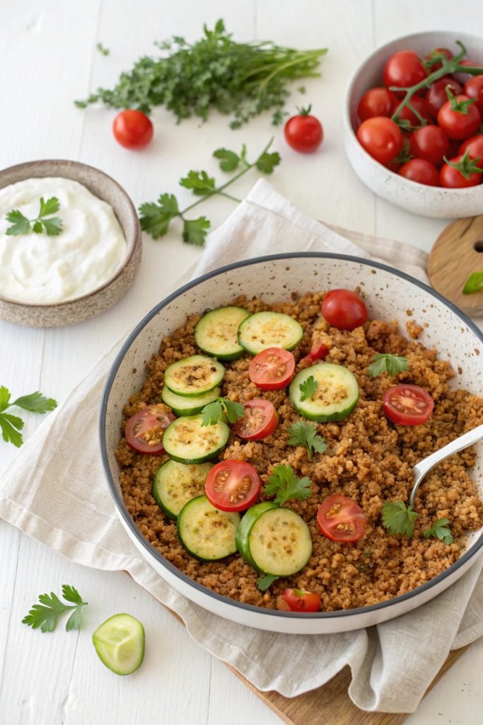 Bulgur-Hack-Pfanne mit Sommergemüse
