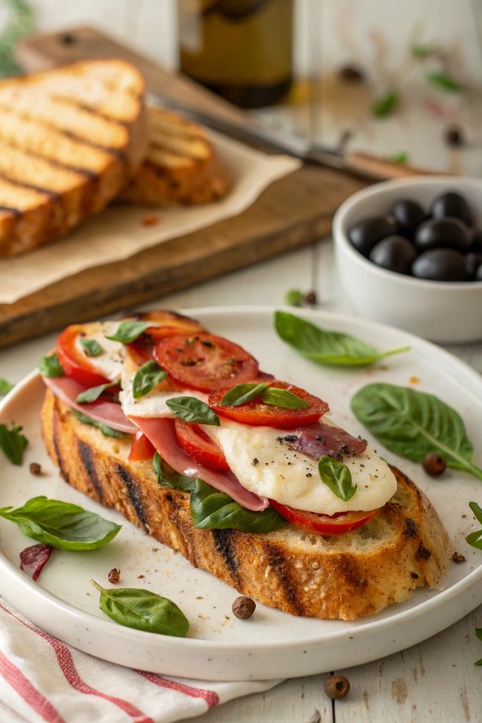 Toast Caprese mit Schinken
