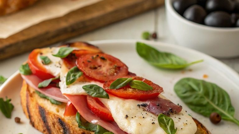 Toast Caprese mit Schinken