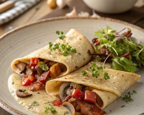 Gefüllte Pfannkuchen mit Gemüse und Speck – Herzhaft, bunt und unglaublich lecker!