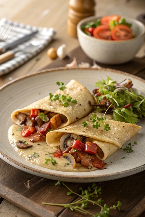 Gefüllte Pfannkuchen mit Gemüse und Speck – Herzhaft, bunt und unglaublich lecker!