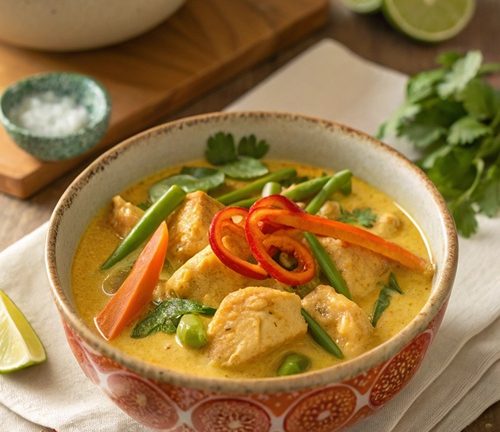 Pikantes Hähnchencurry mit Kokosmilch und Gemüse