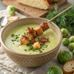 Rosenkohl-Kartoffel-Suppe, cremige Suppe, Wintersuppe, Rosenkohl-Rezept, Suppe mit Bacon, deftige Suppe, einfache Suppe, Kartoffelsuppe mal anders, Rosenkohl-Suppe mit Speck, herbstliches Suppenrezept