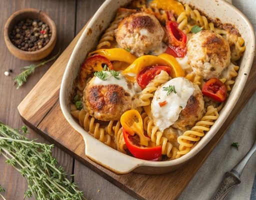 Brätbällchen-Gratin mit Paprika – herzhafter Genuss aus dem Ofen