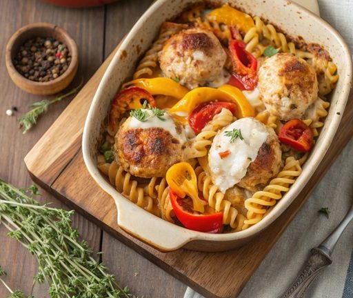 Brätbällchen-Gratin mit Paprika – herzhafter Genuss aus dem Ofen