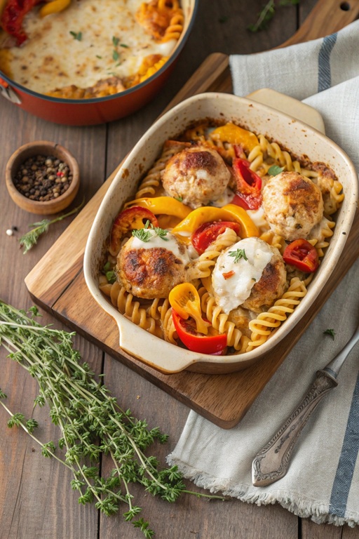 Brätbällchen-Gratin mit Paprika – herzhafter Genuss aus dem Ofen