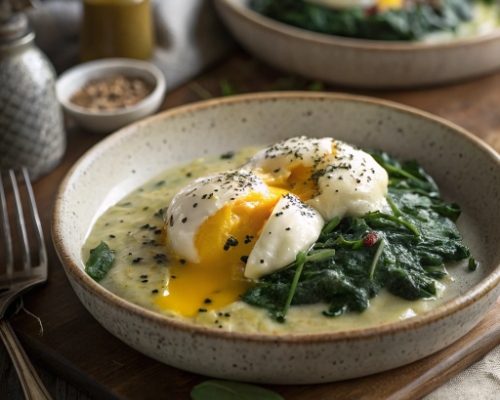 Eier auf Spinat in cremiger Sahne-Käsesoße – vegetarisches Soulfood in 30 Minuten