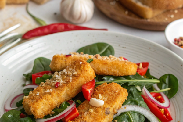 Fischstäbchen an Blattspinat mit Knoblauchbaguette – ein Familienklassiker mit Wohlfühlfaktor