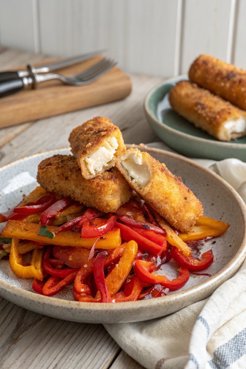 Käsesticks auf Paprika mit Nusspanade – knusprig, aromatisch & einfach besonders