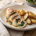 Hasselback-Hähnchen mit Spinat & knusprigen Kartoffeln – ein Ofengericht für die ganze Familie