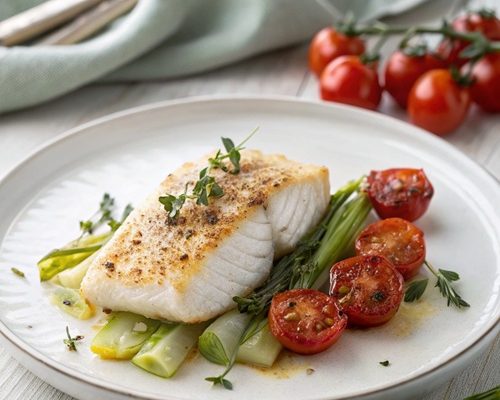 Schollenfilet auf Sellerie mit geschmorten Tomaten – leicht, aromatisch & perfekt für den Feierabend