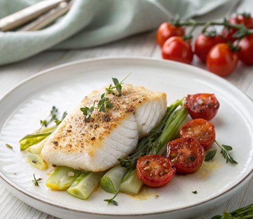 Schollenfilet auf Sellerie mit geschmorten Tomaten – leicht, aromatisch & perfekt für den Feierabend