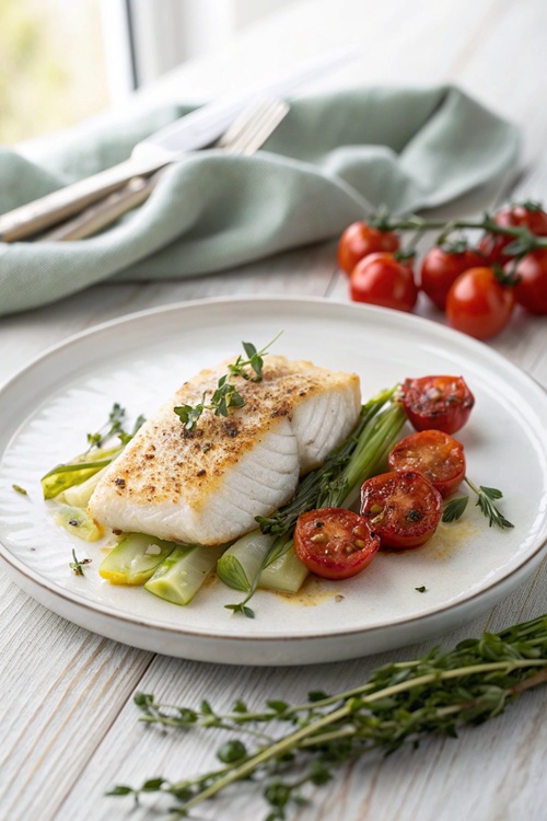 Schollenfilet auf Sellerie mit geschmorten Tomaten – leicht, aromatisch & perfekt für den Feierabend
