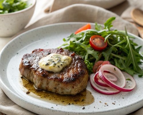 Steaks mit Tomaten-Salat und Balsamico-Vinaigrette – leicht, aromatisch & perfekt für warme Tage