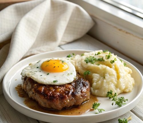 Minuten-Steaks mit Kartoffelpüree und Spiegelei – klassisches Familiengericht in 30 Minuten