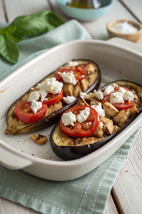 Auberginen mit Huhn und Feta – mediterranes Ofengericht voller Aroma