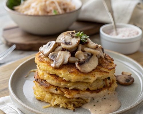 Rösti mit Pilzen und Putengeschnetzeltem – herzhaft, cremig & richtig sättigend