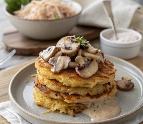 Rösti mit Pilzen und Putengeschnetzeltem – herzhaft, cremig & richtig sättigend