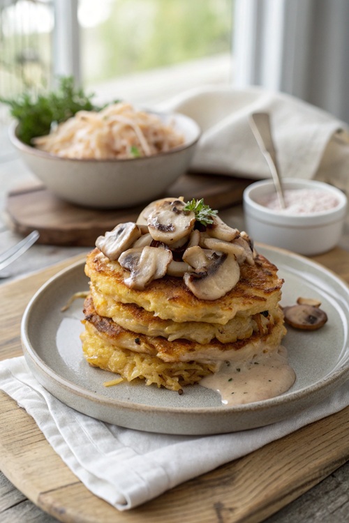 Rösti mit Pilzen und Putengeschnetzeltem – herzhaft, cremig & richtig sättigend