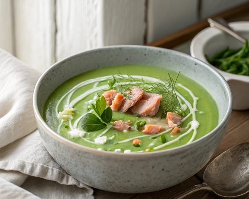 Erbsensuppe mit Forelle – cremig, aromatisch & perfekt für Genießer