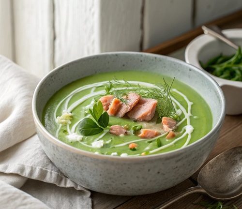 Erbsensuppe mit Forelle – cremig, aromatisch & perfekt für Genießer
