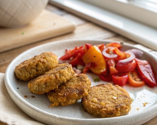 Cornflakes-Plätzchen auf würzigem Tomatenragout – knusprig, vegetarisch & überraschend anders