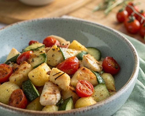 Gnocchi-Gemüse-Pfanne mit Hähnchen – knusprig, aromatisch & in 25 Minuten fertig