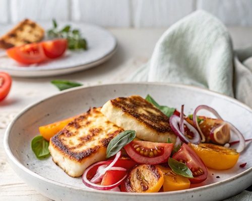 Bratkäse mit Tomatensalat – herzhaft, frisch und in 25 Minuten fertig