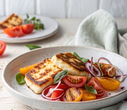 Bratkäse mit Tomatensalat – herzhaft, frisch und in 25 Minuten fertig