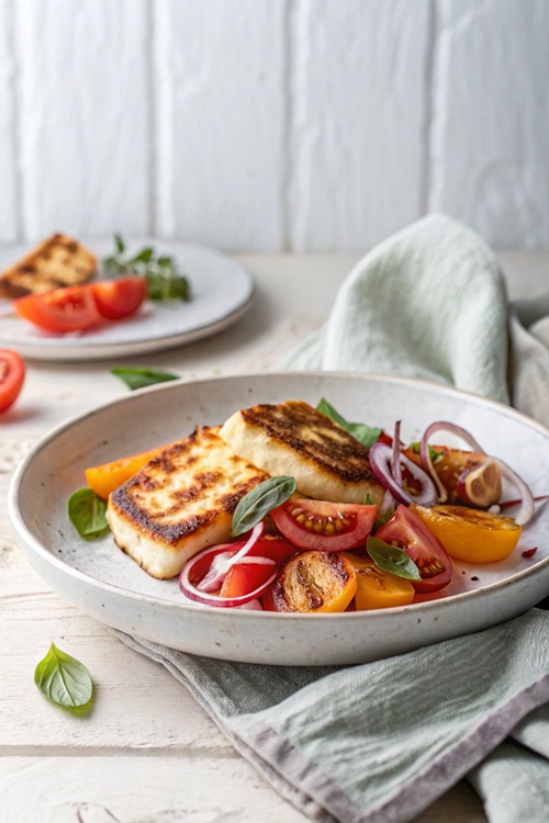 Bratkäse mit Tomatensalat – herzhaft, frisch und in 25 Minuten fertig
