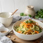 Gemüse-Spaghetti mit Mandeln – leichte Low-Carb-Alternative voller Frische