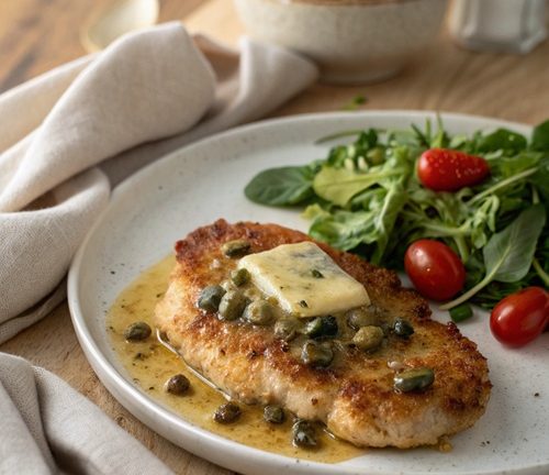Schweineschnitzel mit Kapern und Sardellenbutter – würzig, saftig & voller Aroma