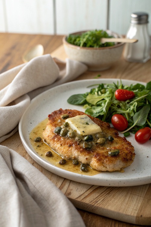 Schweineschnitzel mit Kapern und Sardellenbutter – würzig, saftig & voller Aroma
