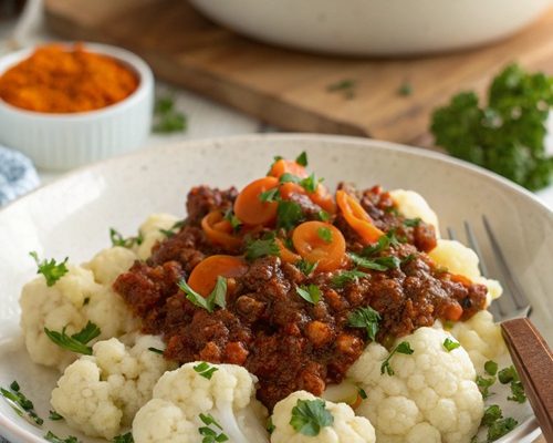 Blumenkohl mit Bolognese – herzhafter Low-Carb-Genuss für die ganze Familie
