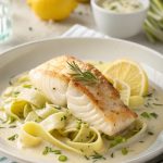 Fischfilet in cremiger Porree-Soße mit Bandnudeln – leichtes Wohlfühlessen für jeden Tag