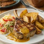 Kotelett an Krautsalat mit Kartoffelecken – schnelles Wohlfühlessen für den Alltag