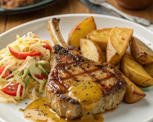 Kotelett an Krautsalat mit Kartoffelecken – schnelles Wohlfühlessen für den Alltag