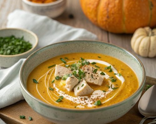 Kürbissuppe mit Pute und Curry – wärmende Herbstküche für gemütliche Mittwoche