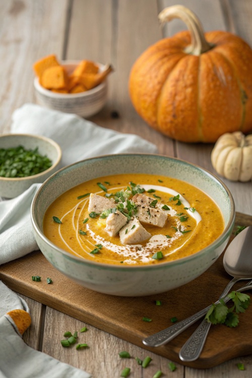 Kürbissuppe mit Pute und Curry – wärmende Herbstküche für gemütliche Mittwoche