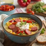 Maissuppe mit Kabanossi und Feta-Dip