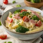 Nudeln in Brokkolisahne mit gekochtem Schinken – cremiger Montagsklassiker für die ganze Familie