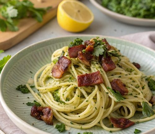 Zitronennudeln mit Bacon