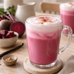 Cremiger Rote-Bete-Latte mit Milchschaum, Vanille und Zimt